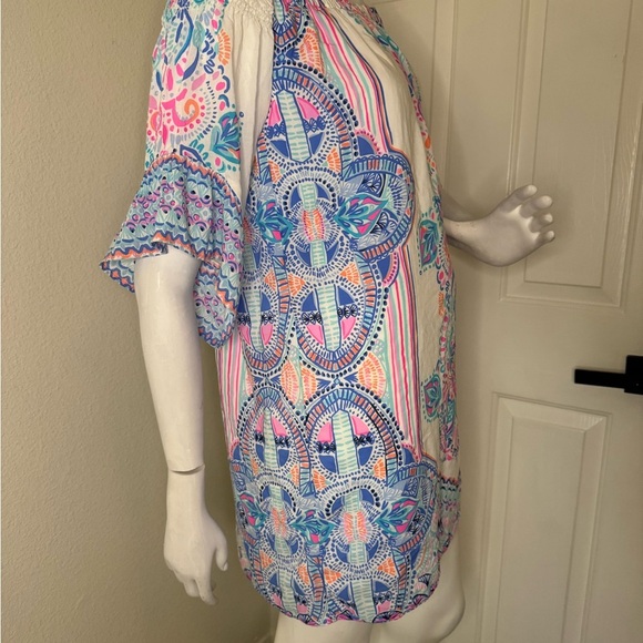 Lilly Pulitzer Floral Patterned Dress with Blue and Pink Accents Size XS. - Picture 8 of 12